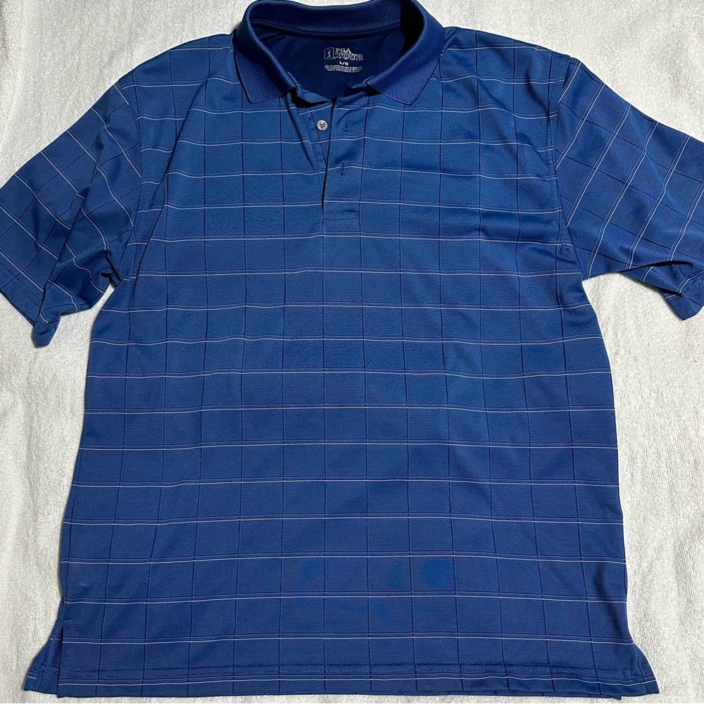 PGA Tour Polo Shirt Mens L Large Striped Performance Golf Casual Golfer